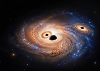 Astrônomos descobrem 3 buracos negros supermassivos em uma única galáxia