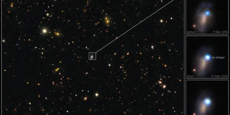 Astrônomos observam explosão de supernova rara a 500 milhões de anos-luz da Terra